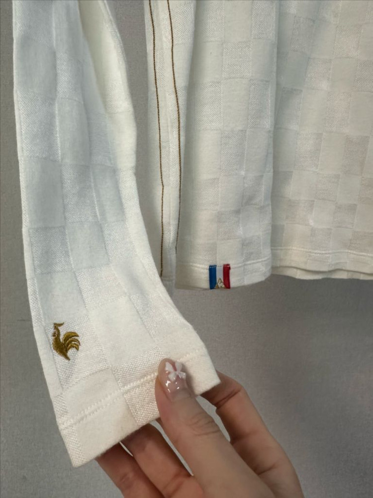 르꼬끄 골프 골드배색 반집업 긴팔 니트탑 (화이트,XS) 이미지