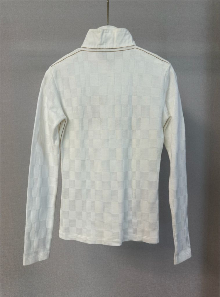 르꼬끄 골프 골드배색 반집업 긴팔 니트탑 (화이트,XS) 이미지