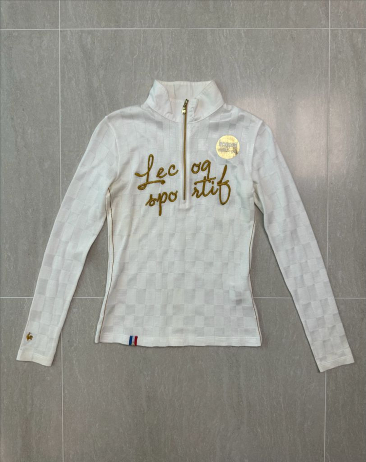 르꼬끄 골프 골드배색 반집업 긴팔 니트탑 (화이트,XS) 이미지