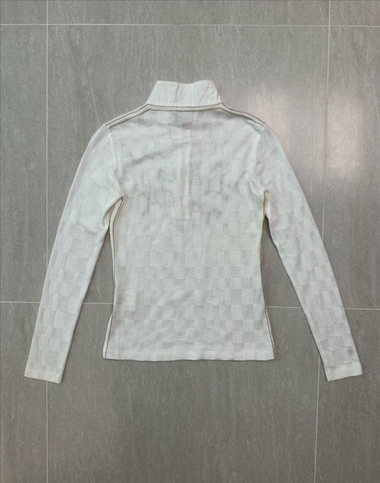 르꼬끄 골프 골드배색 반집업 긴팔 니트탑 (화이트,XS) 이미지