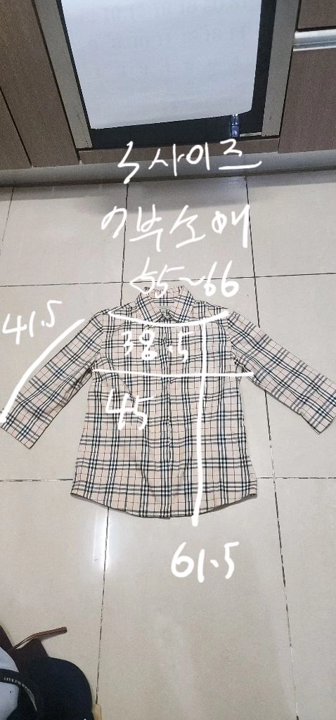 버버리 7부소매 체크남방 S 이미지