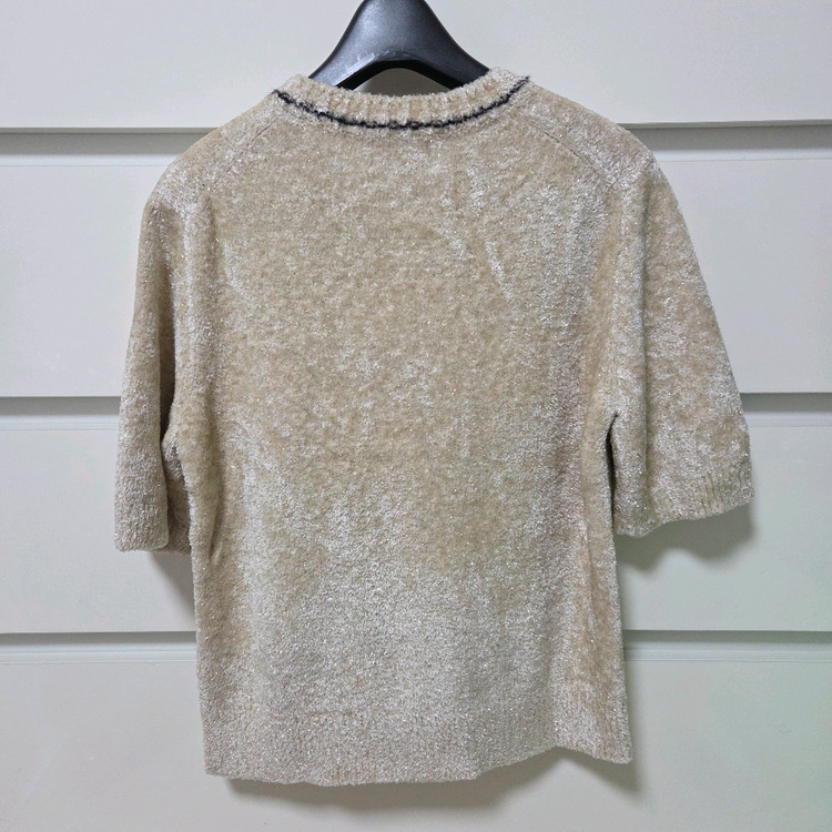 타임 실크 블렌드 인타르시아 니트 탑 크림 랑방 마인 더캐시미어 시스템 오브제 sjsj 이미지