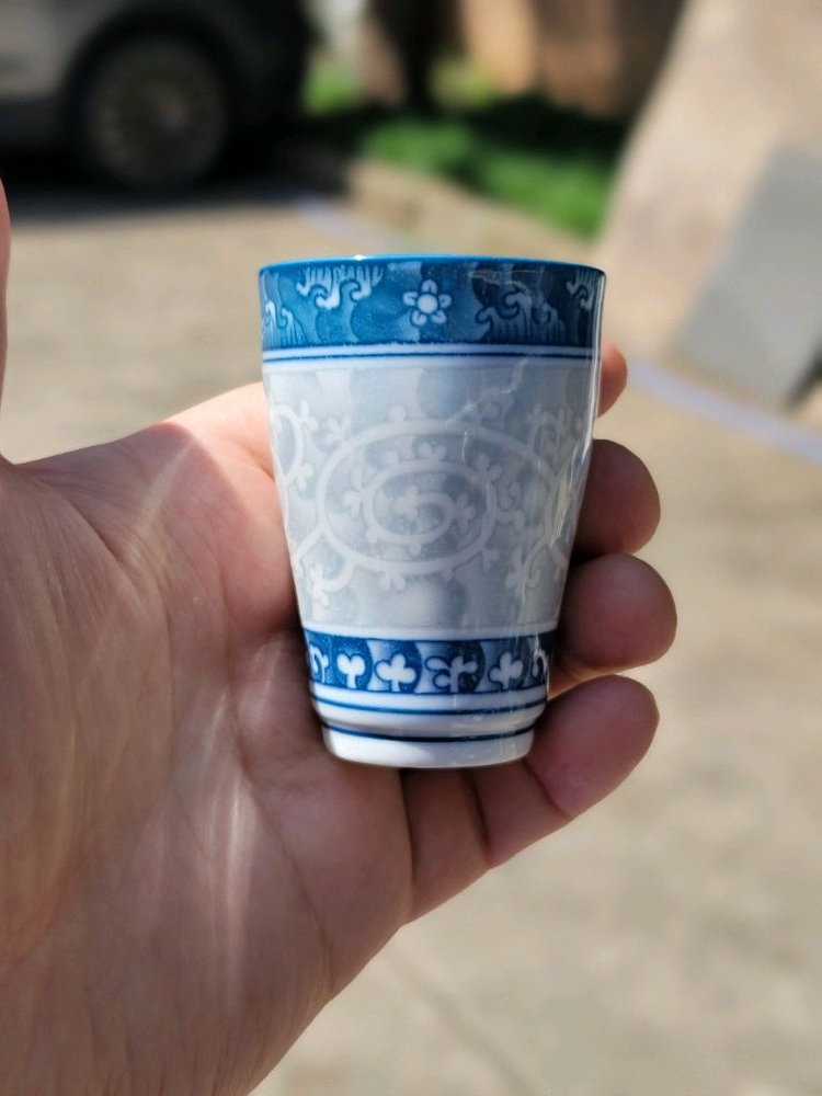 석촌도자기 당초문 청화 백자 찻잔 술잔 레트로 빈티지 10p 이미지