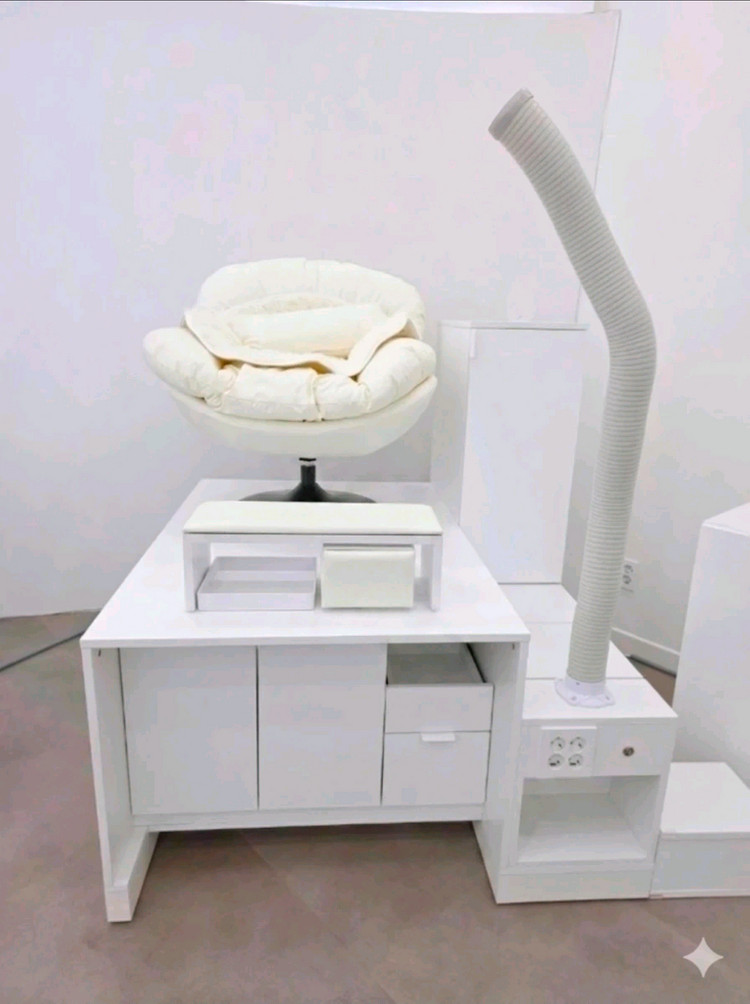 네일샵정리 패디단상세트(단상,흡진기,안락의자,수납장 일체형)+보조의자, 젤네일, 카운터 외 집기모두 이미지