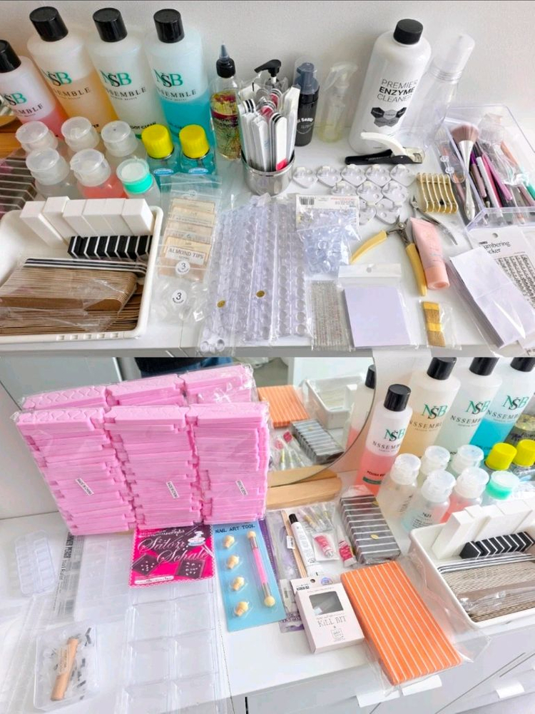 네일샵정리 패디단상세트(단상,흡진기,안락의자,수납장 일체형)+보조의자, 젤네일, 카운터 외 집기모두 이미지