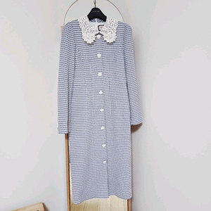 모조에스핀 봄 이태리원단 레이스카라 체크 롱원피스 55 / 고급라인 이미지