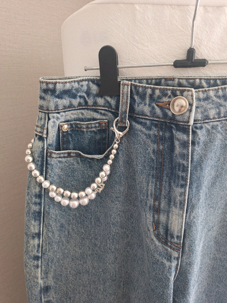 한섬 마인 25ss 펄 체인 스트랩 데님팬츠 ㅡ1년차비품 이미지