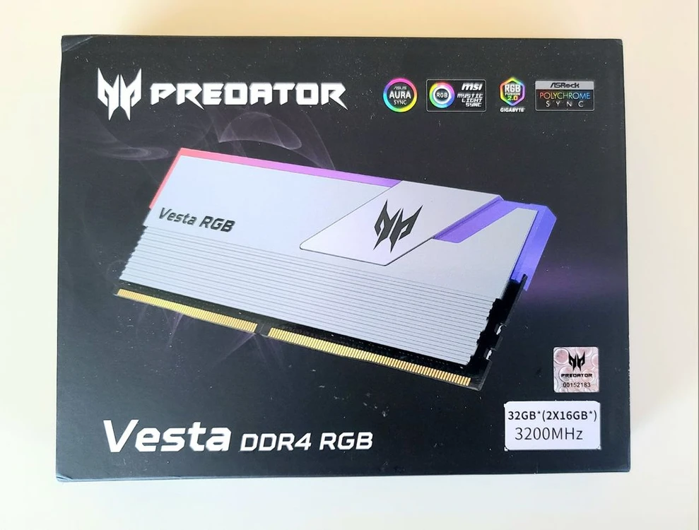 에이서 프레데터 DDR4 32GB(16기가2개)3200 CL14 VESTA 패키지(삼성b다이) 이미지