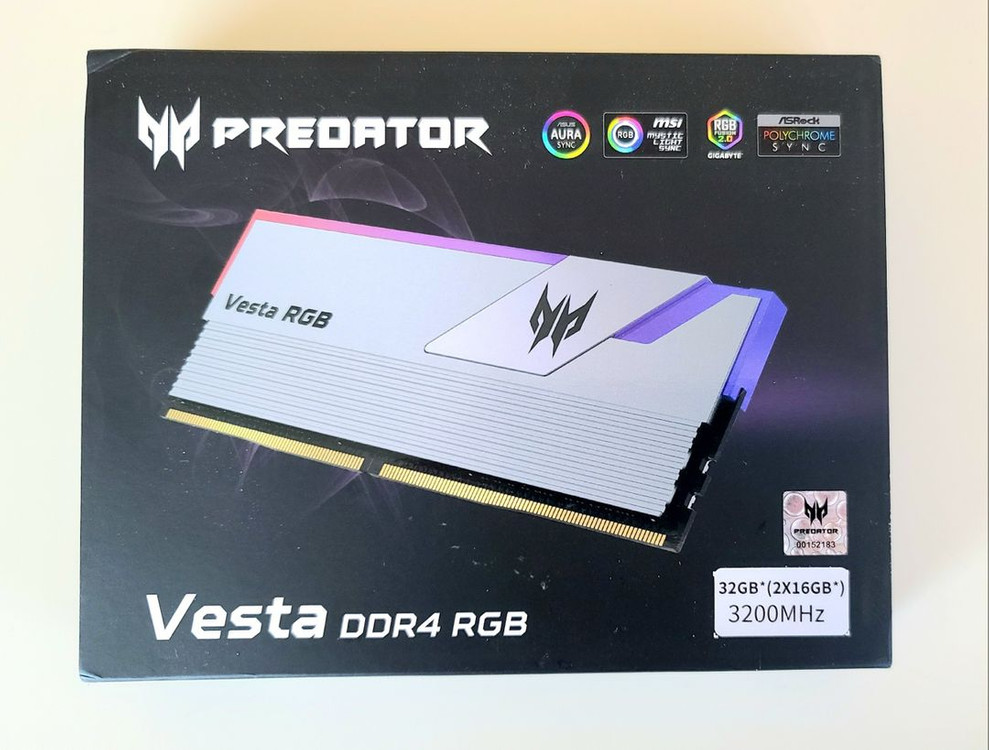 에이서 프레데터 DDR4 32GB(16기가2개)3200 CL14 VESTA 패키지(삼성b다이) 이미지