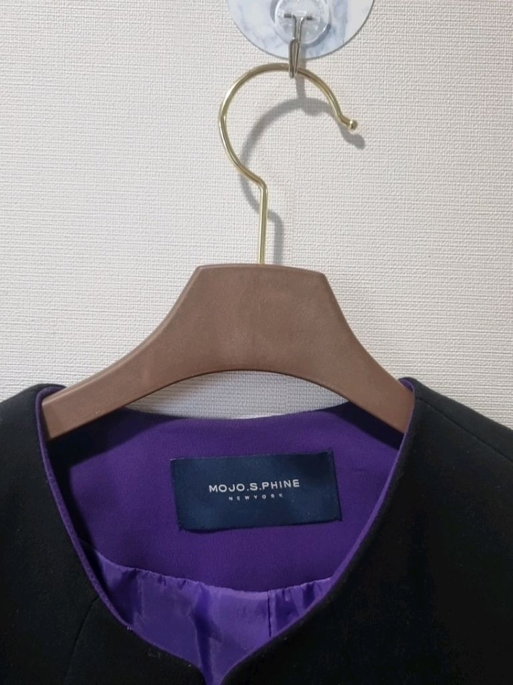 모조에스핀 노카라 코트 자켓 (블랙/퍼플 안감) 이미지