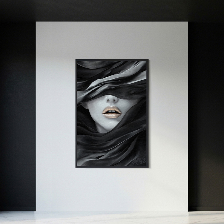 그림 액자 팝아트 인테리어소품 침묵의 미학 여성인물그림 인물액자 블랙 골드 감성 거실 대형 인테리어 아트포스터 이미지