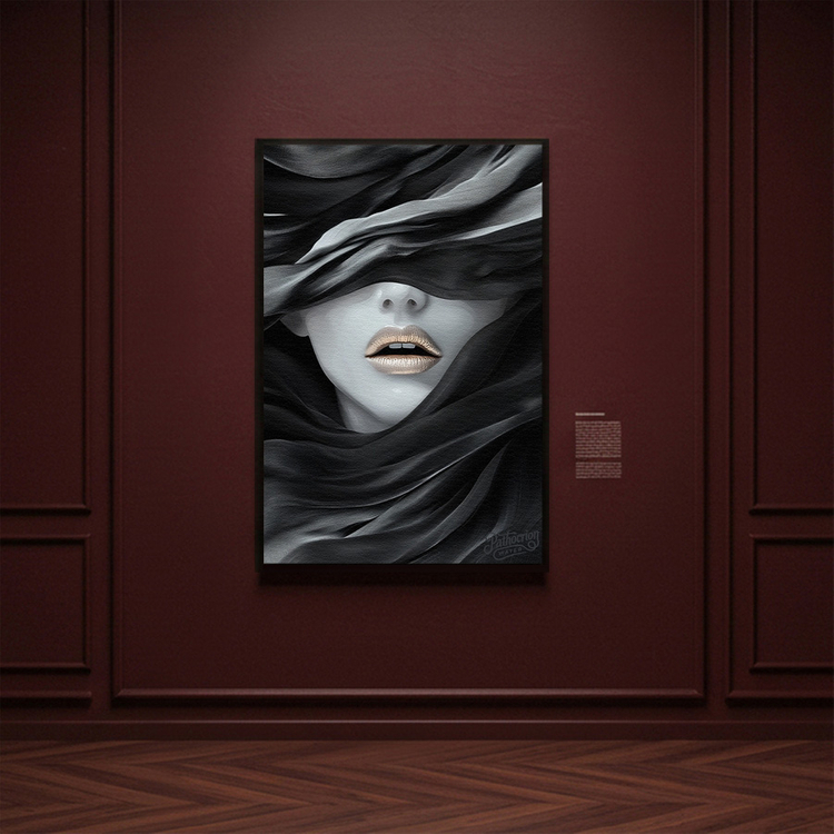 그림 액자 팝아트 인테리어소품 침묵의 미학 여성인물그림 인물액자 블랙 골드 감성 거실 대형 인테리어 아트포스터 이미지