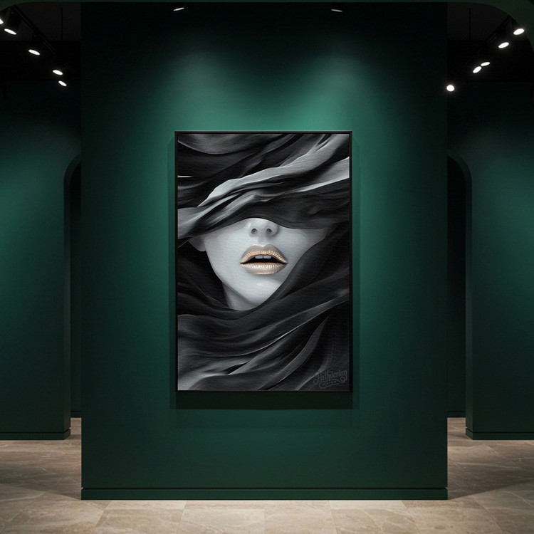 그림 액자 팝아트 인테리어소품 침묵의 미학 여성인물그림 인물액자 블랙 골드 감성 거실 대형 인테리어 아트포스터 이미지