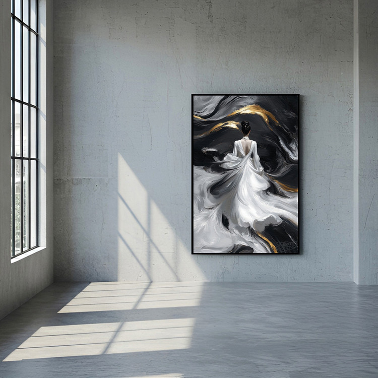 영혼의 무도회 그림 액자 팝아트 인테리어소품 여인그림 인물액자 모던한 흑백 골드 아트포스터 거실 대형 인테리어 벽걸 이미지