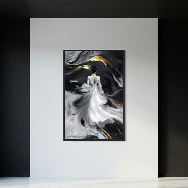 영혼의 무도회 그림 액자 팝아트 인테리어소품 여인그림 인물액자 모던한 흑백 골드 아트포스터 거실 대형 인테리어 벽걸 이미지