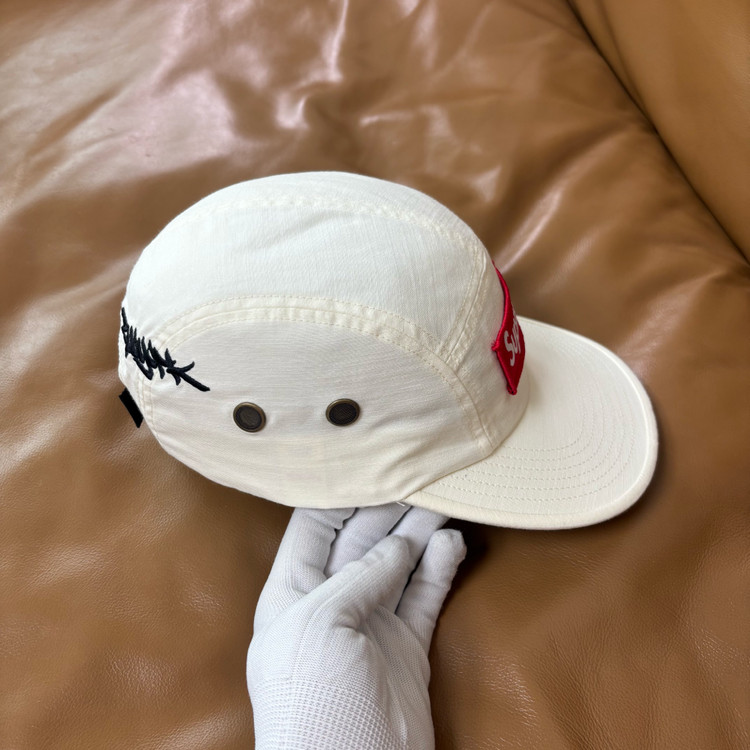 슈프림 주욕 캠프캡 모자 박스로고 화이트 이미지