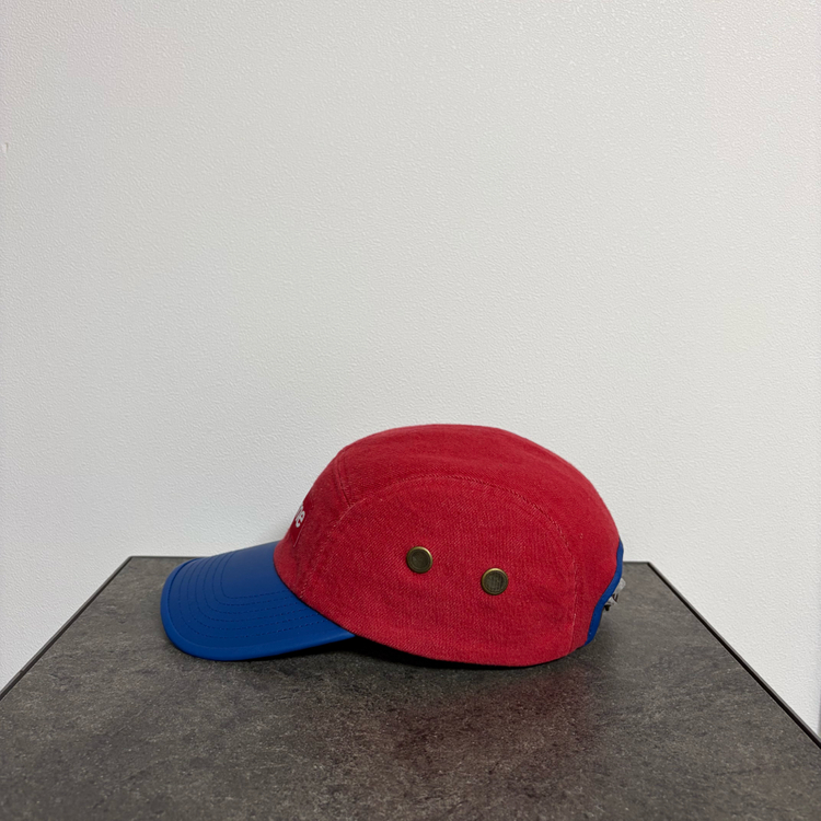 (OS) 슈프림 박스로고 캠프캡 모자 레더 바이저 레드 블루 이미지
