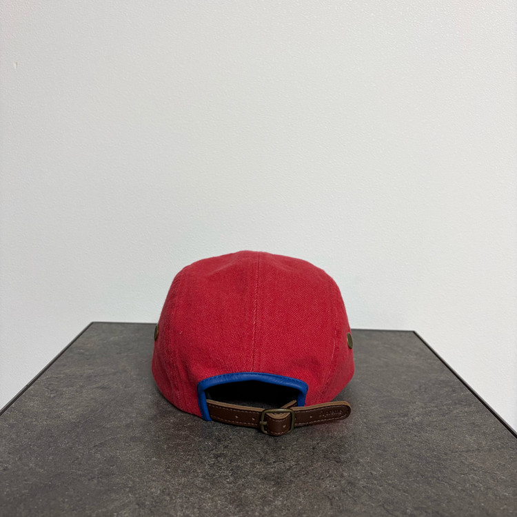 (OS) 슈프림 박스로고 캠프캡 모자 레더 바이저 레드 블루 이미지