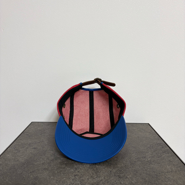 (OS) 슈프림 박스로고 캠프캡 모자 레더 바이저 레드 블루 이미지