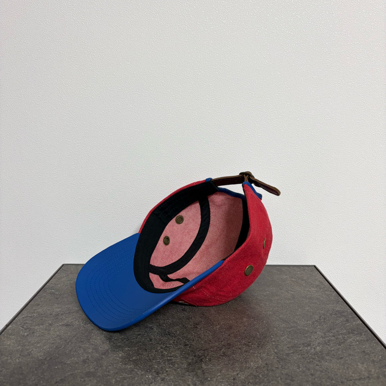 (OS) 슈프림 박스로고 캠프캡 모자 레더 바이저 레드 블루 이미지