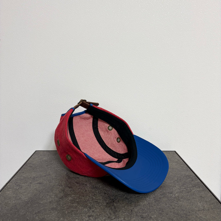 (OS) 슈프림 박스로고 캠프캡 모자 레더 바이저 레드 블루 이미지