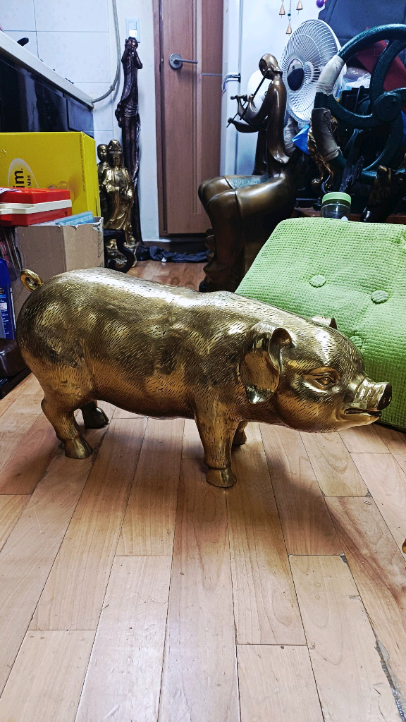 대형 황동 복 돼지 이미지