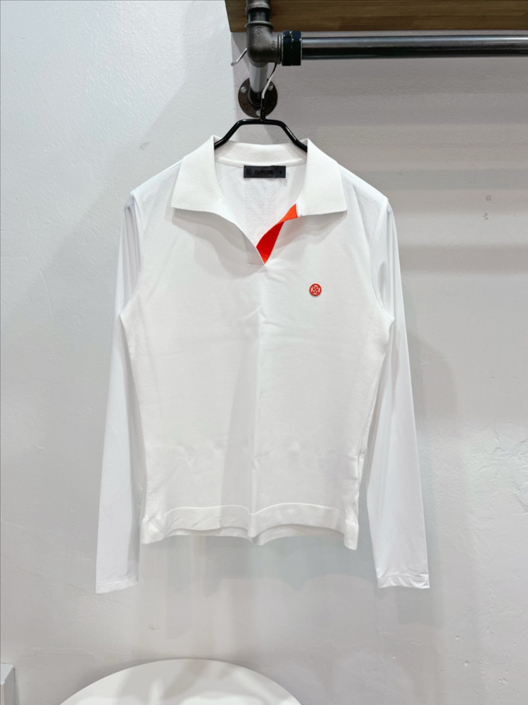 [미착용](66/m) 지포어 크림화이트 소매 냉감 카라넥 니트 골프티셔츠 이미지