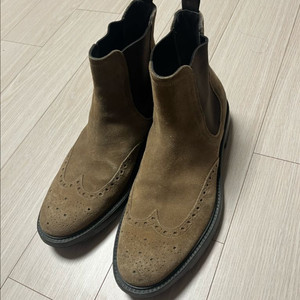 이태리 Santoni 산토니 브라운 스웨이드 윙팁 첼시 부츠 255-26 이미지
