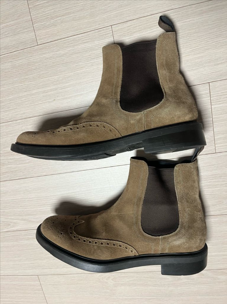 이태리 Santoni 산토니 브라운 스웨이드 윙팁 첼시 부츠 255-26 이미지