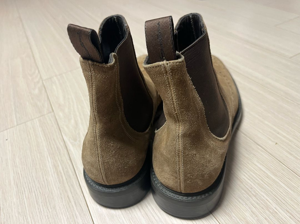 이태리 Santoni 산토니 브라운 스웨이드 윙팁 첼시 부츠 255-26 이미지