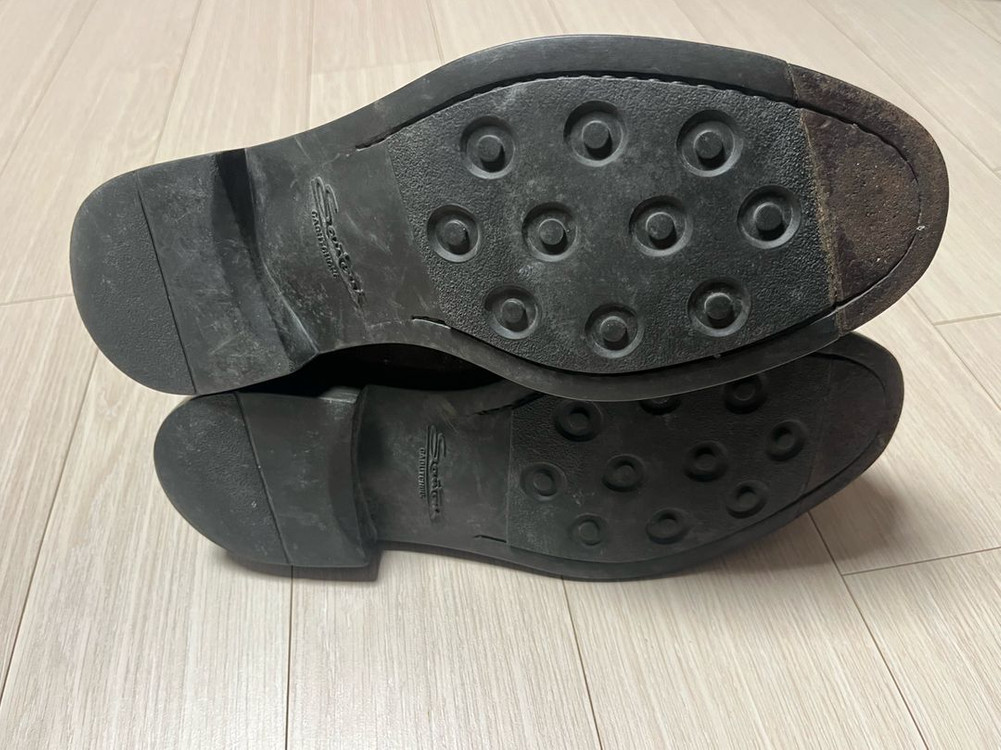 이태리 Santoni 산토니 브라운 스웨이드 윙팁 첼시 부츠 255-26 이미지