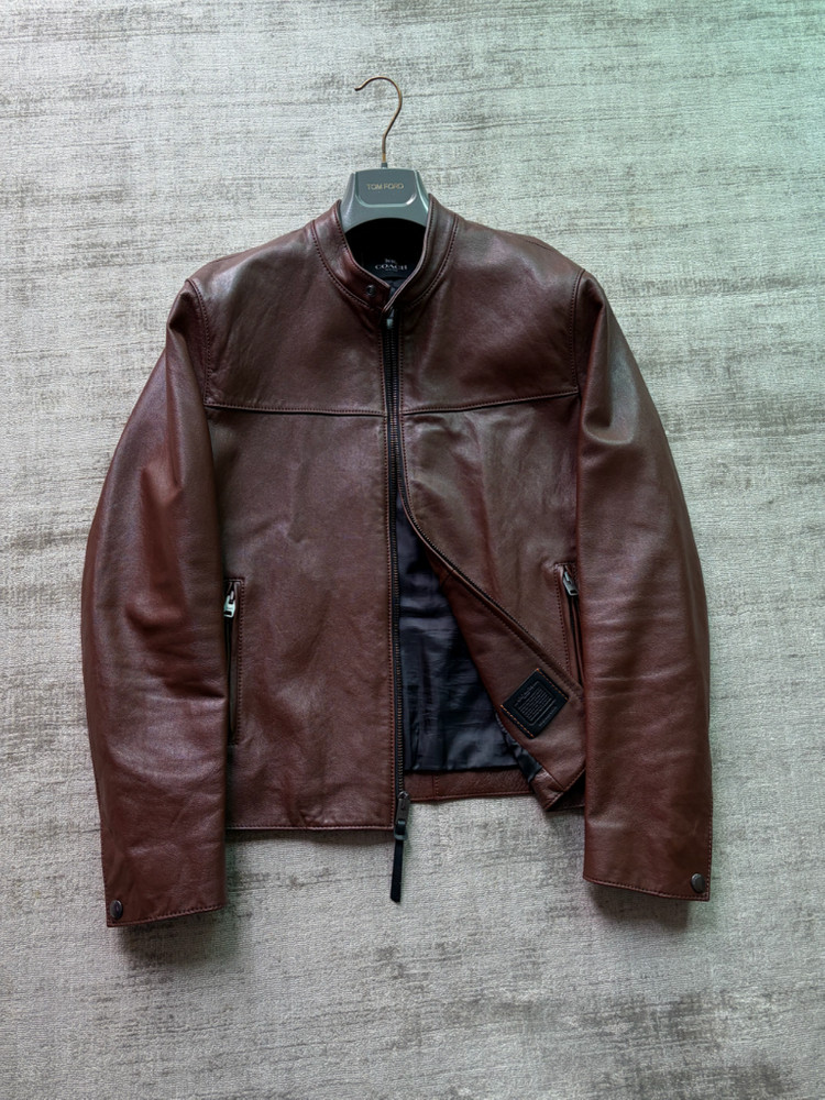 코치 시그니처 카페레이서 코티드 램스킨 라이더 자켓 이미지