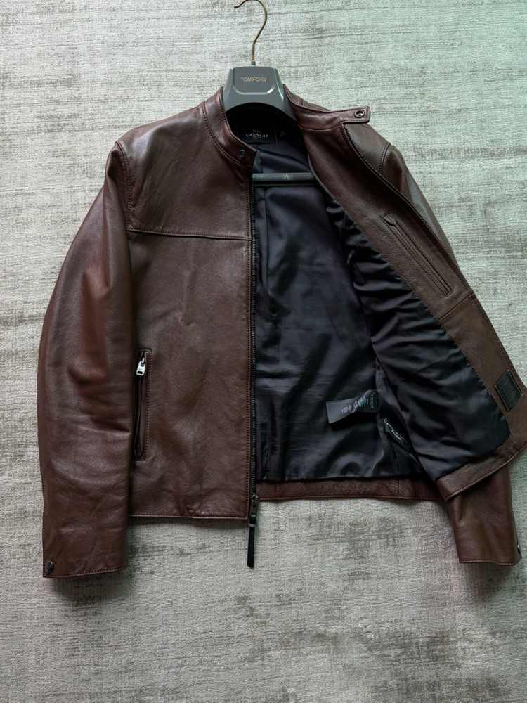 코치 시그니처 카페레이서 코티드 램스킨 라이더 자켓 이미지