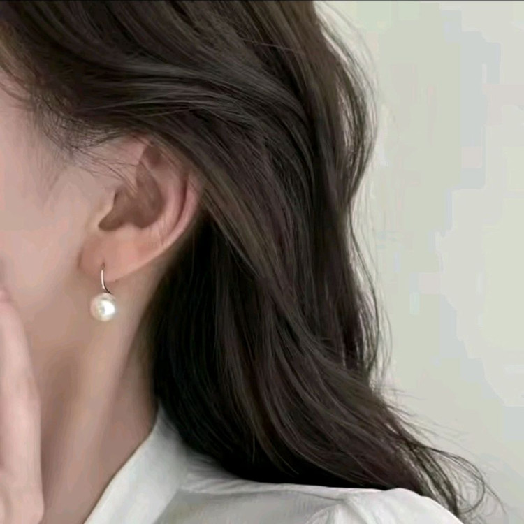 [새거.4천원]은침 진주 드롭 귀걸이 이미지