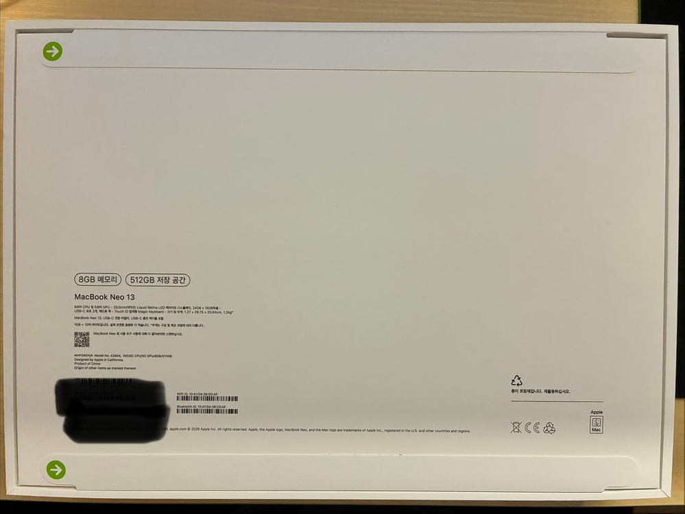 맥북 네오 A18 Pro칩 인디고 512GB 미개봉 이미지