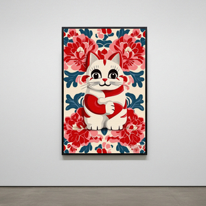 그림 액자 팝아트 인테리어소품 불멸의 향연 복을 부르는 고양이 그림 고양이 액자 대형그림액자 거실인테리어 아트포스터 이미지
