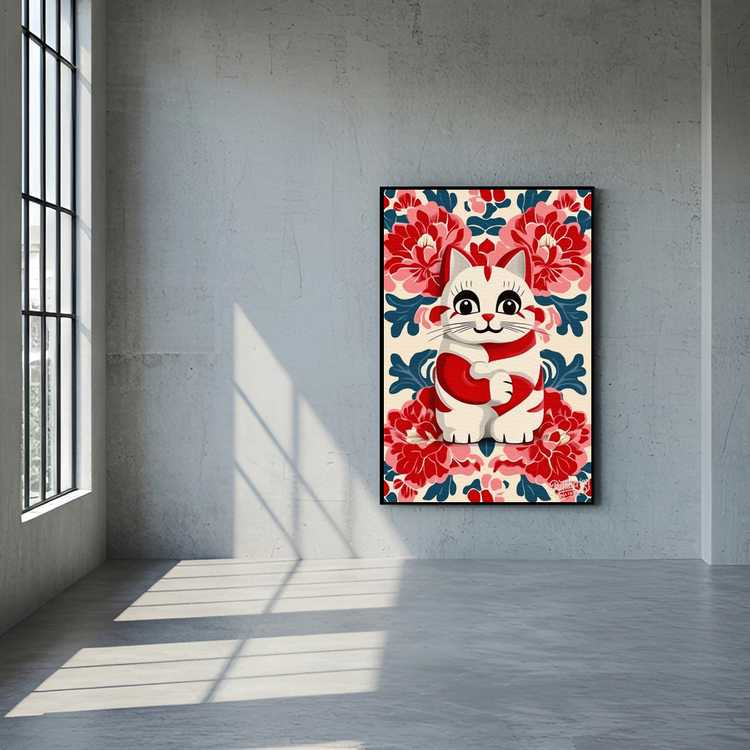 그림 액자 팝아트 인테리어소품 불멸의 향연 복을 부르는 고양이 그림 고양이 액자 대형그림액자 거실인테리어 아트포스터 이미지