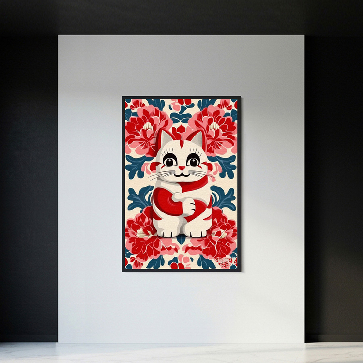 그림 액자 팝아트 인테리어소품 불멸의 향연 복을 부르는 고양이 그림 고양이 액자 대형그림액자 거실인테리어 아트포스터 이미지