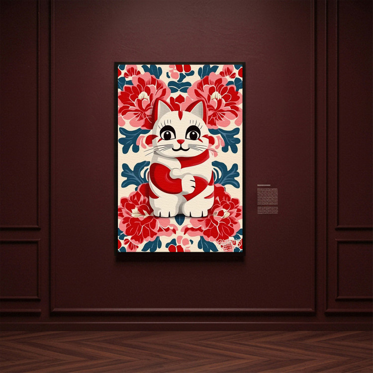 그림 액자 팝아트 인테리어소품 불멸의 향연 복을 부르는 고양이 그림 고양이 액자 대형그림액자 거실인테리어 아트포스터 이미지