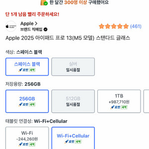 미개봉 아이패드 프로 13인치 m5 셀룰러 256 스페이스 블랙 이미지