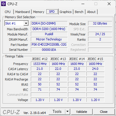 PUSKILL 노트북 DDR4 32GB 3200 메모리 이미지