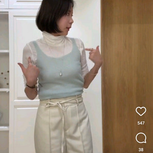 새상품 유메르 뮬르 모헤어 뷔스티에 퓨어민트 이미지