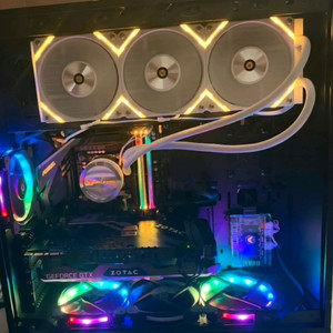 i9-9900kf, z390어로스보드, 발키리수냉쿨러 이미지