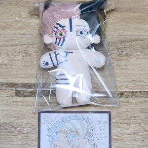 귀멸의 칼날 아카자 하쿠지 비공식 20cm 인형 피규어+다이닝 엽서 일괄 이미지