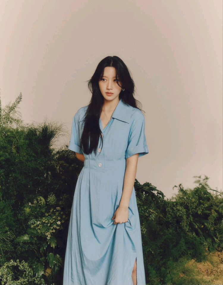 (크림색상 판매)온앤온 오픈카라 셔츠형 턱 원피스 55사이즈 이미지