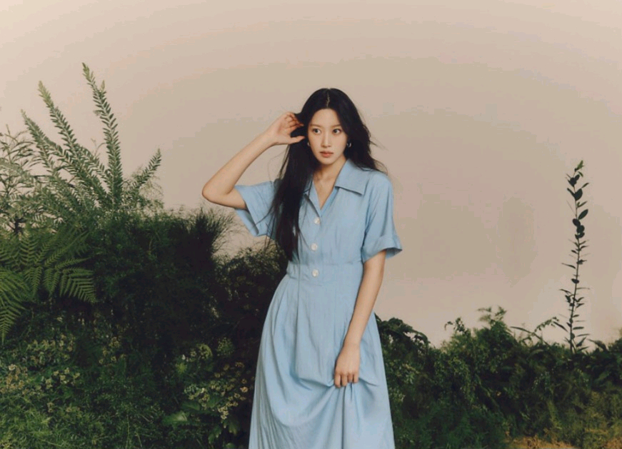 (크림색상 판매)온앤온 오픈카라 셔츠형 턱 원피스 55사이즈 이미지