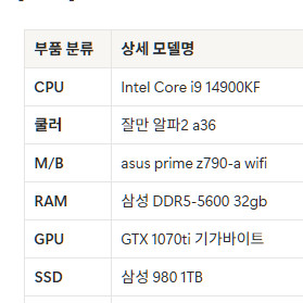 i9 14900kf 램128gb ssd4tb pc 팝니다 이미지