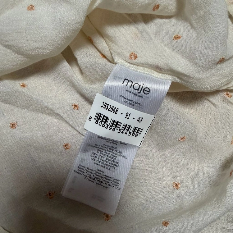 마쥬 maje 도트 펀칭 여름 블라우스 티셔츠 아이보리 비스코스 긴팔티 이미지