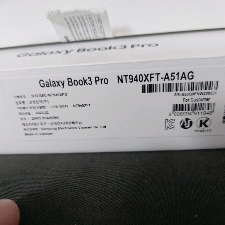 (박스있음) 갤럭시 북3 프로 i5/16GB/256GB 그라파이트 판매합니다 이미지
