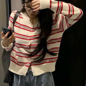 줄무늬 스트라이프 가디건 이미지
